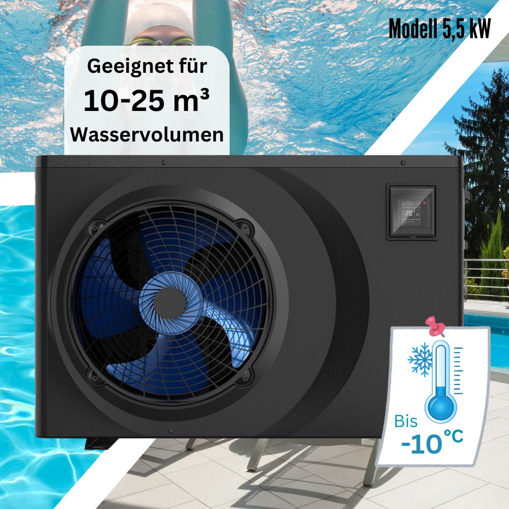 Pool Wärmepumpe AquaForte Full Inverter 5,5 kW | bis 25 m³ I Heizen und Kühlen