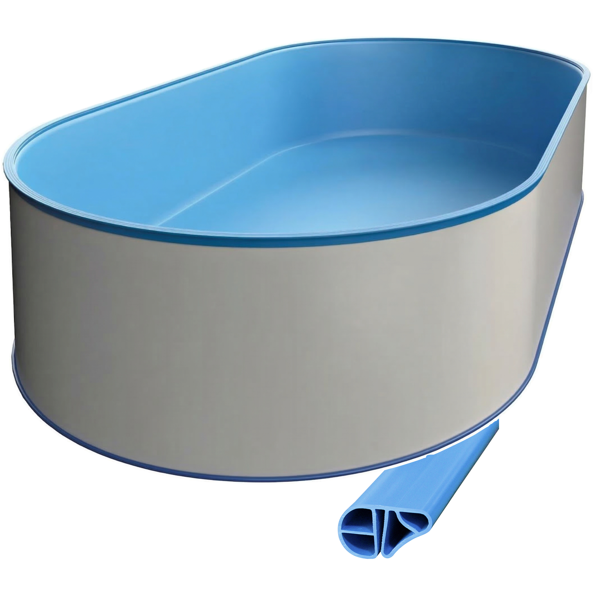 Oval Pool 623 x 360 x 120 cm I GRUND SET I Poolfolie blau 0,8 mm I BASIC Handlauf