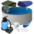 Rund Pool Ø 420 x 120 cm I ALL IN ONE SET I Poolfolie blau 0,8 mm I Zubehör I BASIC Handlauf
