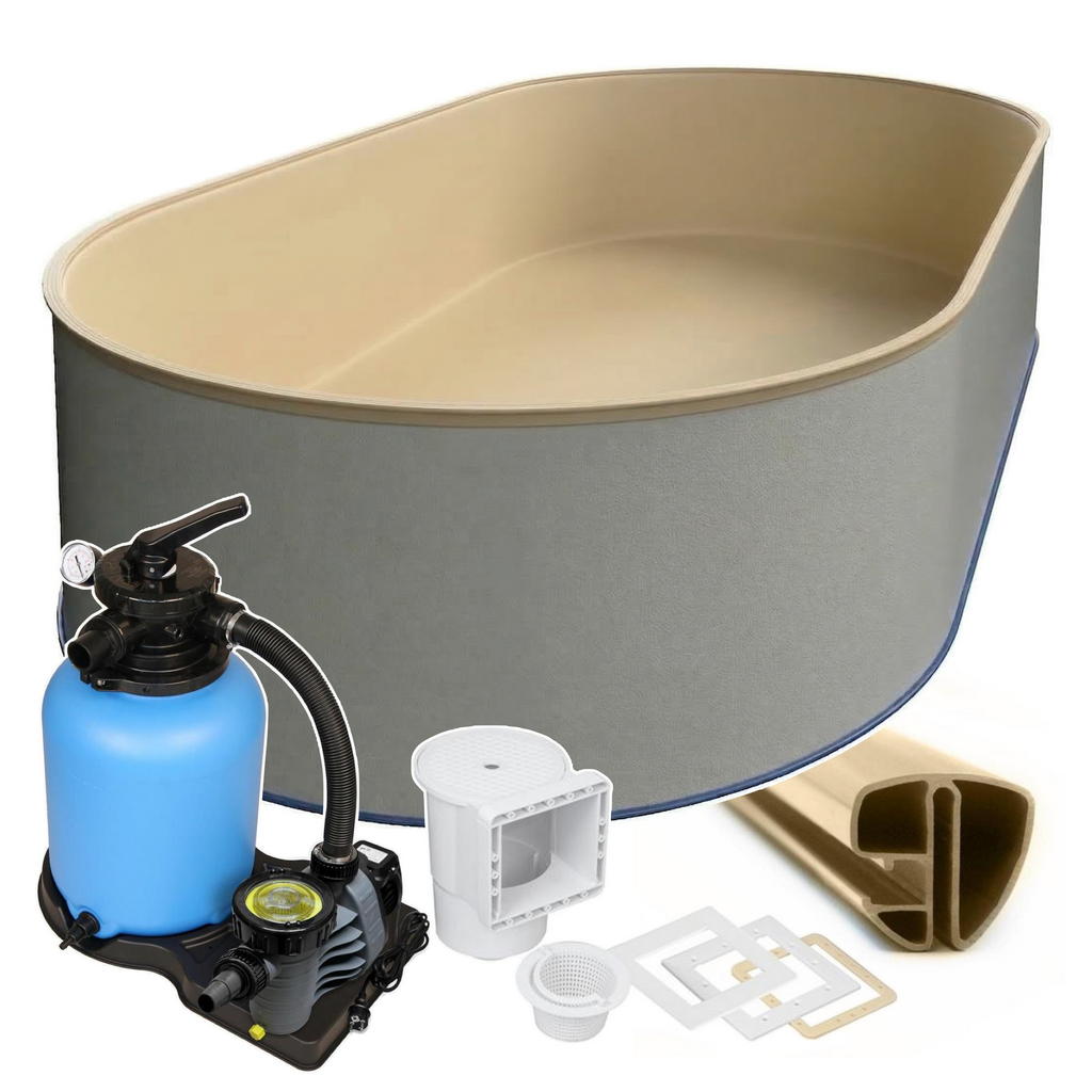 Oval Pool 800 x 400 x 150 cm I STARTER SET I Poolfolie sand 0,8 mm I Filteranlage I SPEZIAL Handlauf