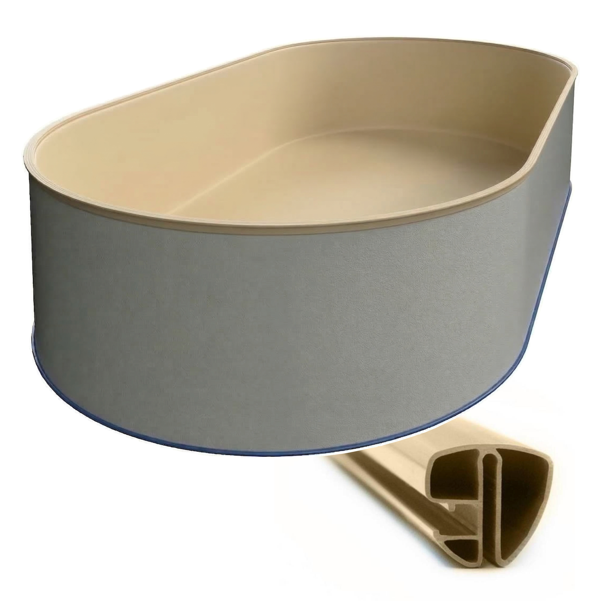 Oval Pool 623 x 360 x 150 cm I GRUND SET I Poolfolie sandfarben 0,8 mm I SPEZIAL Handlauf