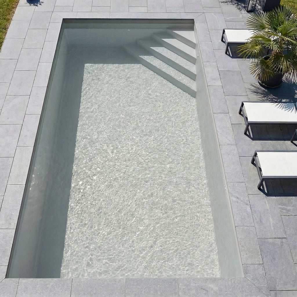 Welostone Basis Set | Rechteckpool 700 x 350 x 150 cm | Sand | Einstiegsleiter