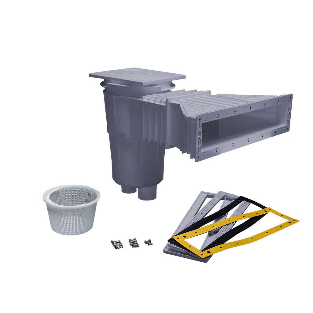 welo PPLine Silber Pro | inkl. Verrohrung u. Einbauteile | 6,1 x 3,1 x 1,5 m | Grau | Treppe Gesamte Breite 5-stufig