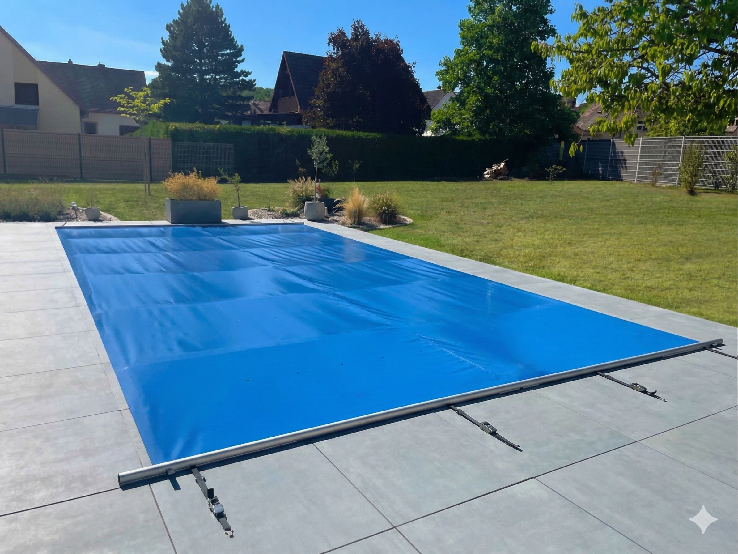 Welopool Rollschutzabdeckung VITROS PRO | rechteckig | pro m² | Azurblau | Poolabdeckung Sicherheitsabdeckung Kindersicher Ganzjahresabdeckung Rollschutz Stabiles Aluminium