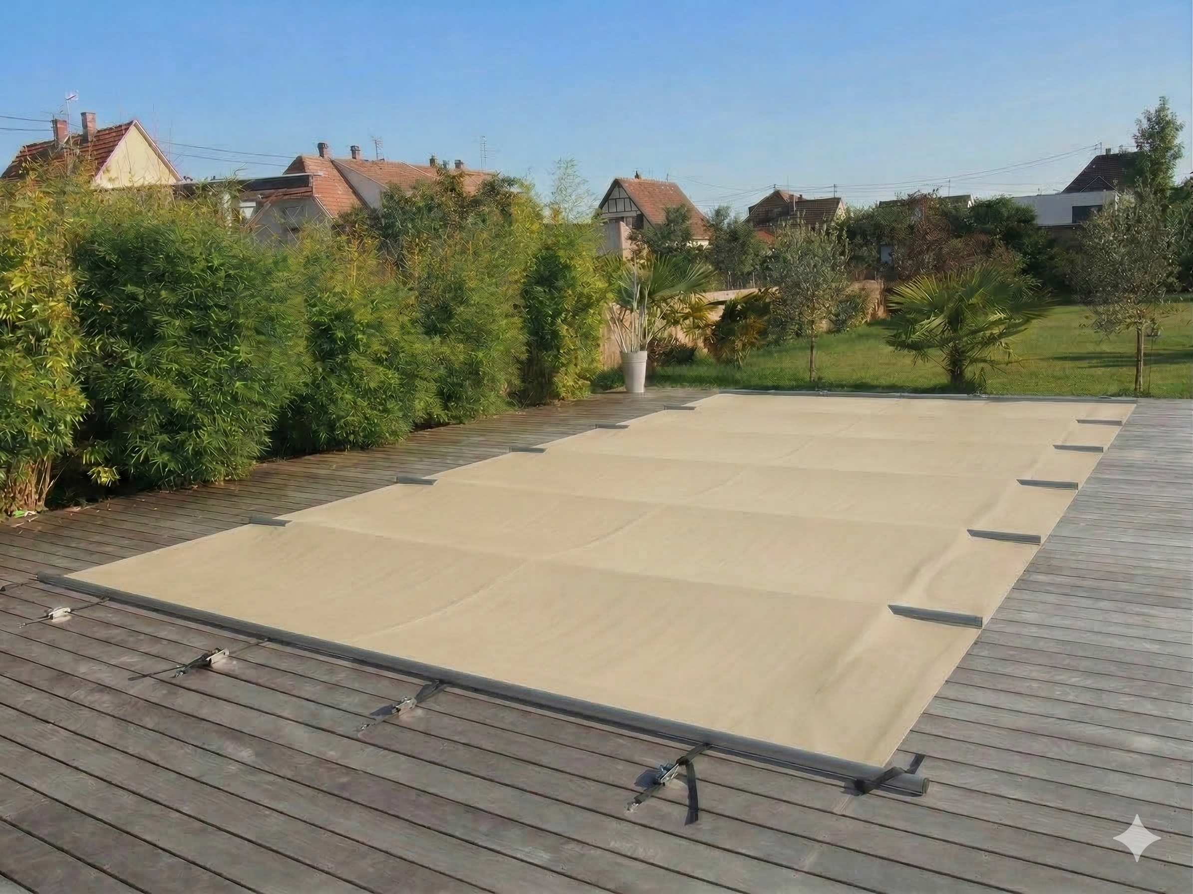 Welopool Rollschutzabdeckung VITROS ONE | rechteckig | 600 x 300 cm | Sand | Poolabdeckung Sicherheitsabdeckung Kindersicher Ganzjahresabdeckung Rollschutz Stabiles Aluminium