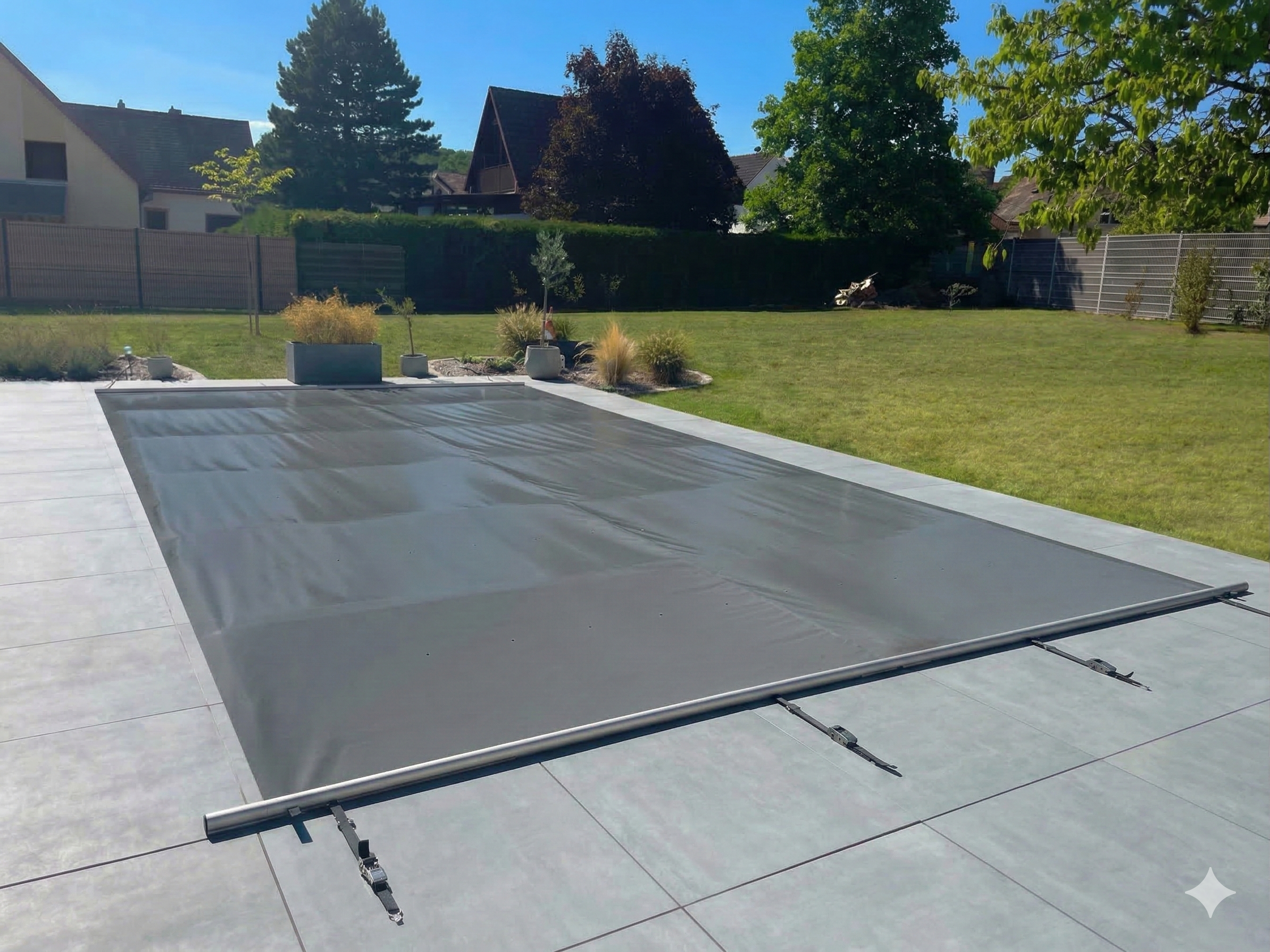 Welopool Rollschutzabdeckung VITROS PRO | rechteckig | 600 x 300 cm | Anthrazitgrau | Poolabdeckung Sicherheitsabdeckung Kindersicher Ganzjahresabdeckung Rollschutz Stabiles Aluminium