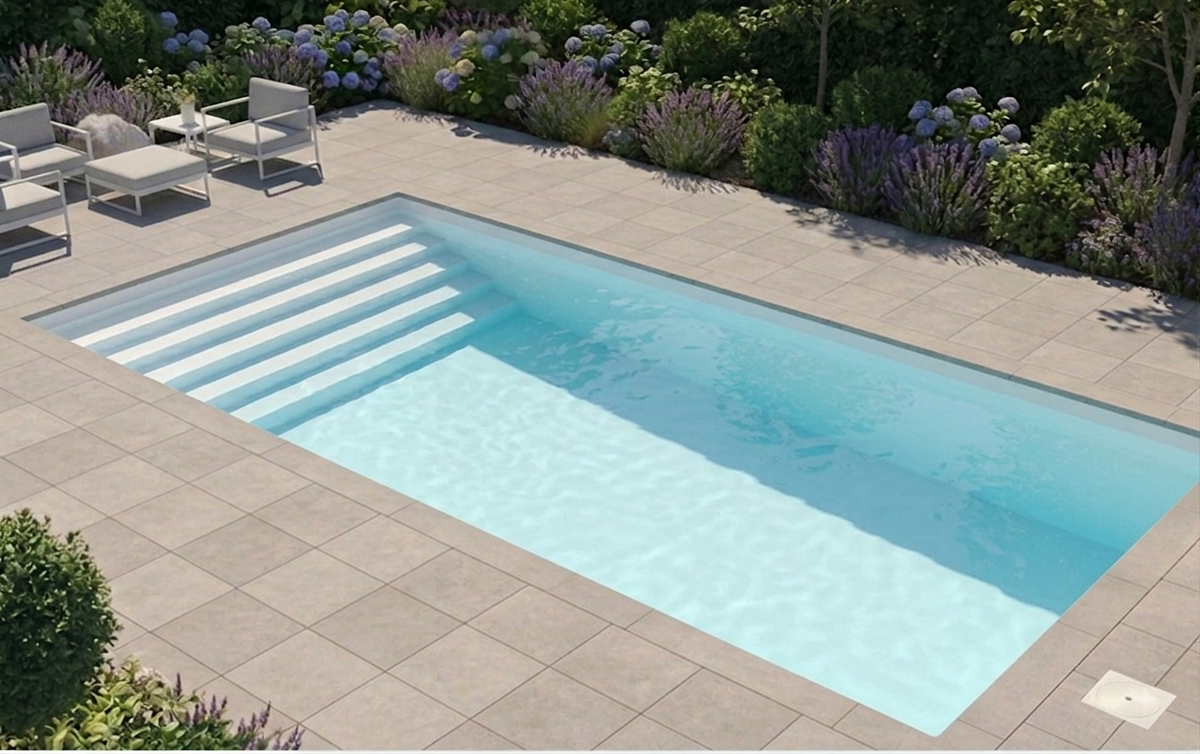 Welostone Basis Set | Rechteckpool 500 x 300 x 150 cm | Weiß | Einstiegsleiter